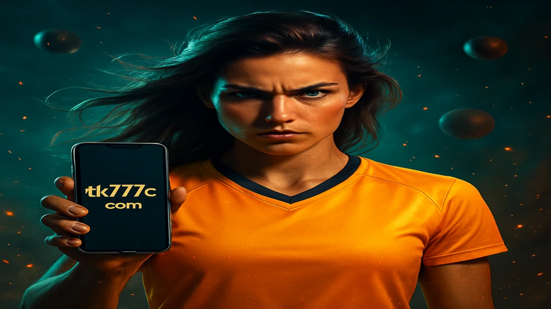 হলুদ টপ ও সানগ্লাস পরা এক নারী ক্রীড়াবিদ tk777 অ্যাপসহ একটি ফোন ধরে আছেন, জ্বলন্ত দৃষ্টিনন্দন পটভূমির সামনে একটি রাগবি বল রয়েছে, তিনি তাঁর প্রিয় খেলার জন্য গেম শুরু করতে প্রস্তুত।